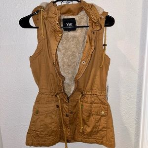 NWT camel colored fur Vest